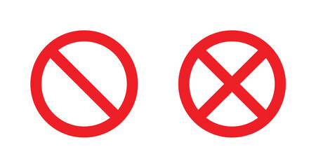 Fototapeta premium Error, cancel - Red Cross and Prohibited Symbols for Restrictions