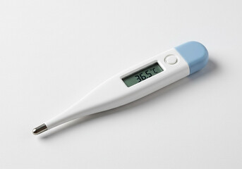 Digital Thermometer on White Background Showing 36.5°C