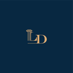 with monogram and pillar concept of elegant attorney design LD classy law logo letter