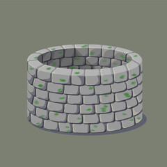 Illustration of an old mossy well