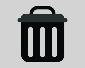 Simple dark trash can icon represents waste management and deletion in digital interfaces vector