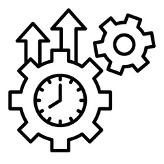 Productivity icon with increased speed of production management