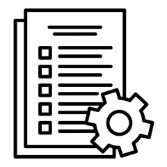 Project management icon with task paper and gear