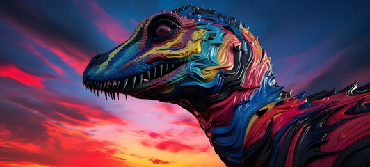pop surreal unreal silhouettes spiral towards Parasaurolophus, ai generatif