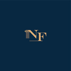 with monogram and pillar concept of elegant attorney design NF classy law logo letter