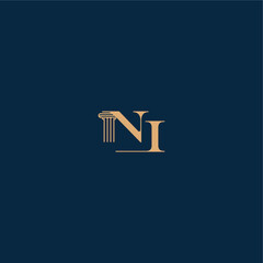 with monogram and pillar concept of elegant attorney design NI classy law logo letter