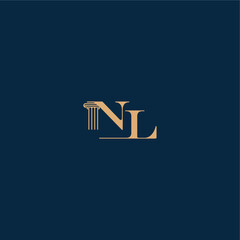 with monogram and pillar concept of elegant attorney design NL classy law logo letter