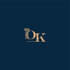 with monogram and pillar concept of elegant attorney design OK classy law logo letter