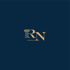 with monogram and pillar concept of elegant attorney design RN classy law logo letter