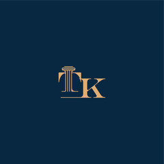 with monogram and pillar concept of elegant attorney design TK classy law logo letter