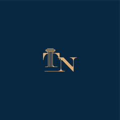 with monogram and pillar concept of elegant attorney design TN classy law logo letter