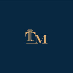 with monogram and pillar concept of elegant attorney design TM classy law logo letter