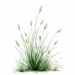 A clump of light-green grass with seed heads, set against a white background