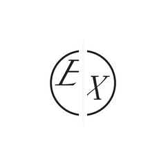 Initial Alphabet Design EX Monogram Simple Logo Unique Vector Circled Alphabet