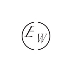Initial Alphabet Design EW Monogram Simple Logo Unique Vector Circled Alphabet