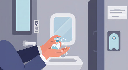 Airplane Hygiene Hand Sanitizing on a Flight