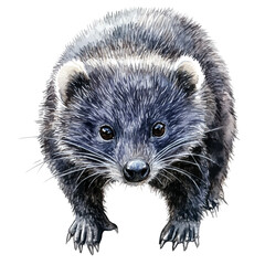 watercolor of Binturong Close Up, vector, isolated on a white background.
