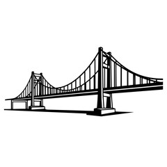 Fototapeta premium Suspension bridge architecture cable stayed bridge structure engineering design landmark cityscape river crossing
