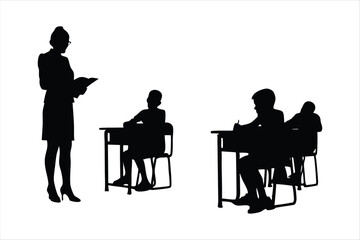 Teacher and Students Classroom Education Silhouette