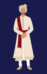 Male character in Indian ethnic outfit flat design
