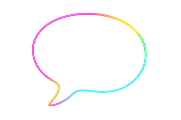 Colorful rainbow gradient speech bubble glowing, symbolizing dynamic communication against transparent backdrop