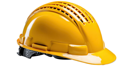 Safety Helmet: A vibrant yellow safety helmet, a symbol of protection, symbolizing the unwavering dedication to safety in construction and industrial environments.
