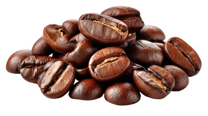 Obraz premium Roasted Coffee Beans: Rich, dark roasted coffee beans, showcasing their deep brown color and natural texture, ready to be brewed into a delicious cup.