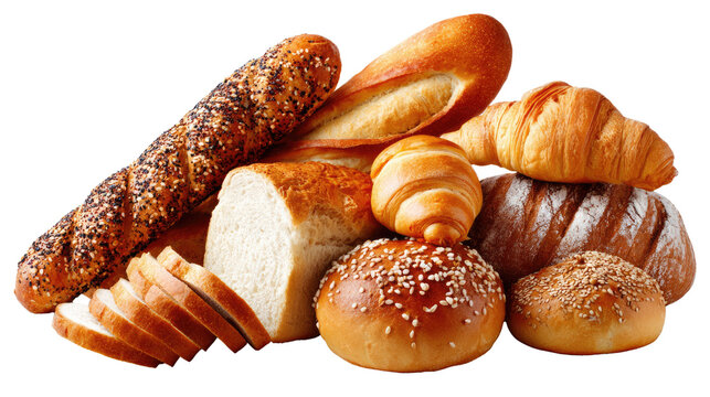 A Collection of Fresh Baked Goods: Capturing the essence of artisanal delight, this image showcases a variety of freshly baked goods, from crusty bread to golden croissants.