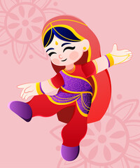 Female character wearing Indian cultural outfit flat design