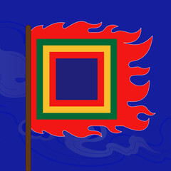 Vietnam festival flags traditional cultural symbol vector illustration