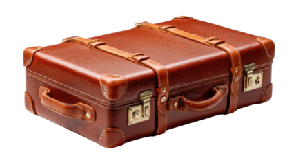 Timeless Traveler's Companion: An elegant vintage leather suitcase, exuding classic charm, awaits its next journey, a symbol of adventure, travel, and exploration.