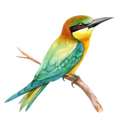 watercolor of Bee-eater Close Up, vector, isolated on a white background.