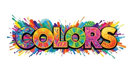 Vibrant Splatter Paint Text Effect with Abstract Shapes and Bold Typography
