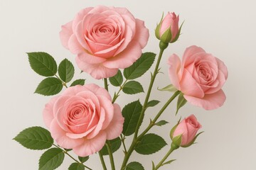 Elegant Pink Rose Bouquet Arrangement with Perfect Studio Lighting on White Background