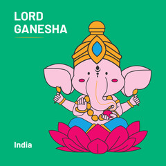 Lord Ganesha traditional Indian spiritual symbol illustration