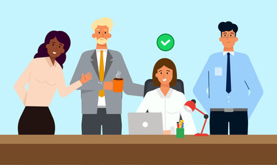 Teamwork and colleagues exchanging tasks vector illustration