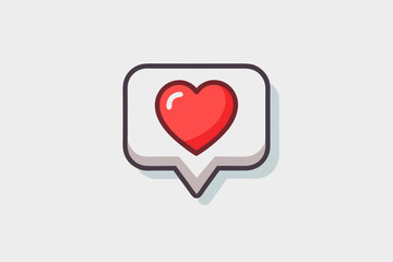 minimal heart popping chat box icon
