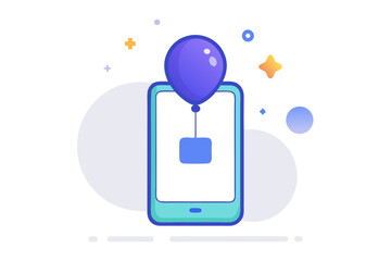 minimal mobile holding balloon small stars