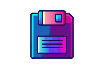 neon floppy disk glossy blue edge