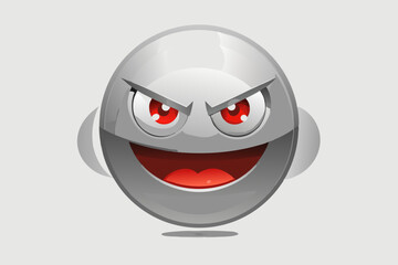 silver angry emoji glowing red eyes police