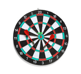 Obraz premium Board with darts on white background
