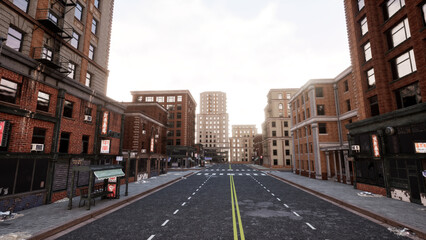 ゴミが散らばるビル群