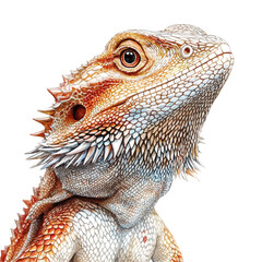 watercolor of Bearded Dragon Close Up, vector, isolated on a white background.