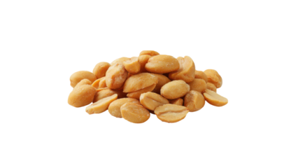 A pile of roasted salted peanuts isolated on transparent background
