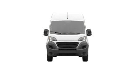 White cargo van front view transportation vehicle delivery service automobile automotive transport commercial on transparent background