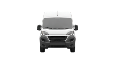 White cargo van front view transportation vehicle delivery service automobile automotive transport commercial on transparent background