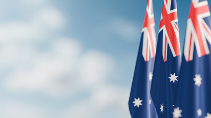 Three Flags of Australia, Hanging Decoratively From a Flagpole