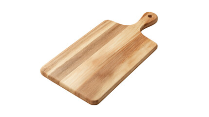 Fototapeta premium Natural wood cutting board with handle isolated on transparent background