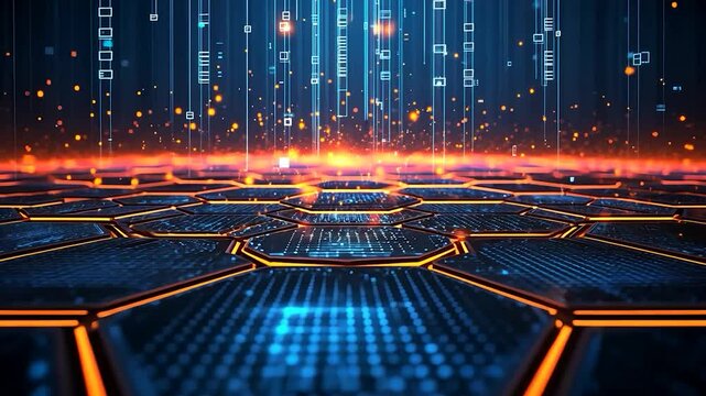 Futuristic hexagonal data network