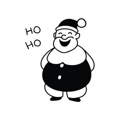 Jolly santa claus with a big belly laughing ho ho ho on a clean white background